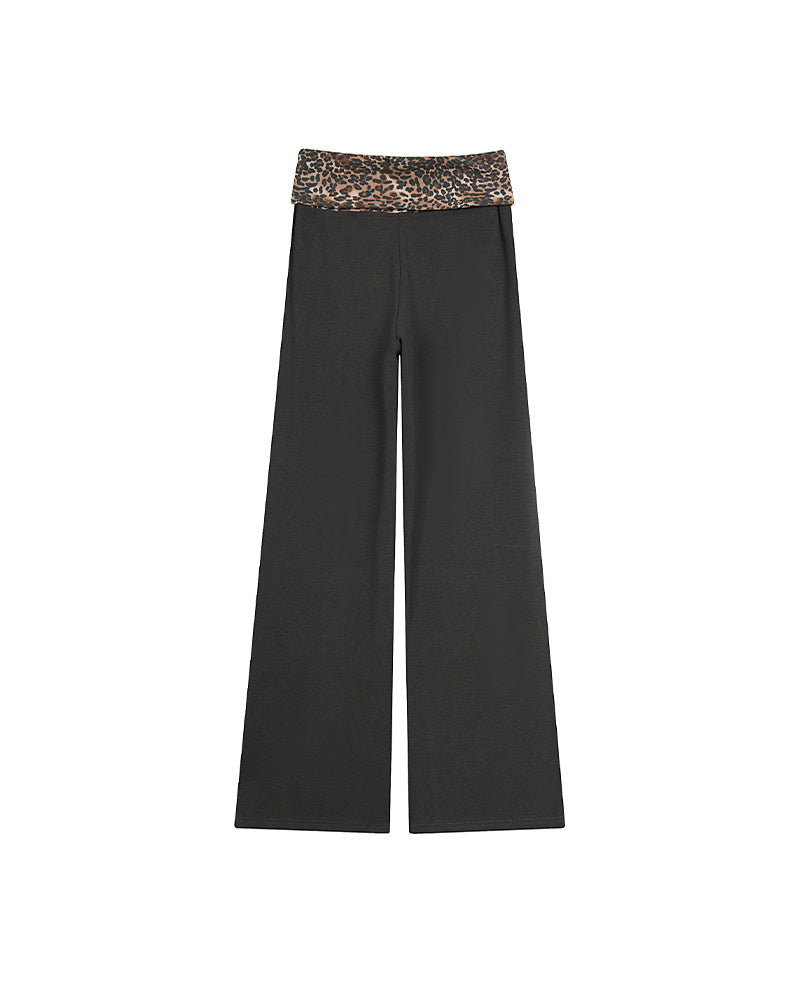 Leopard-print panel trousers
