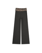 Leopard-print panel trousers