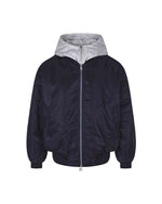 Faux-layered hooded jacket with paneling