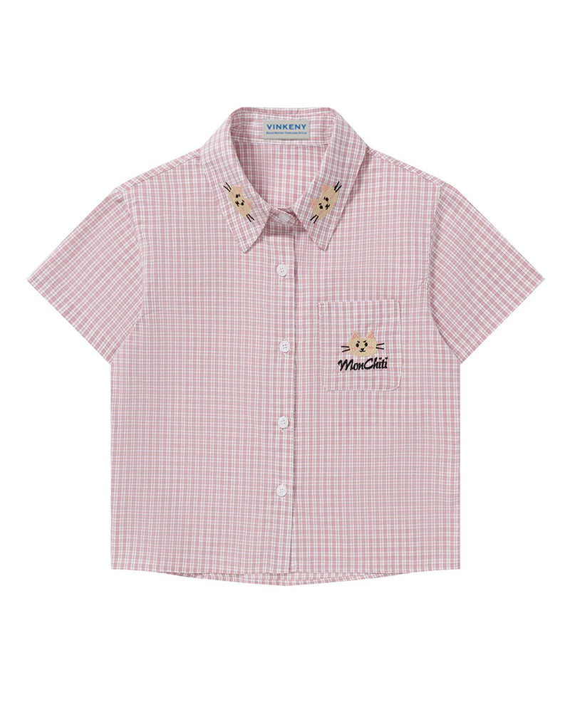 Cute Plaid Short-Sleeve Shirt