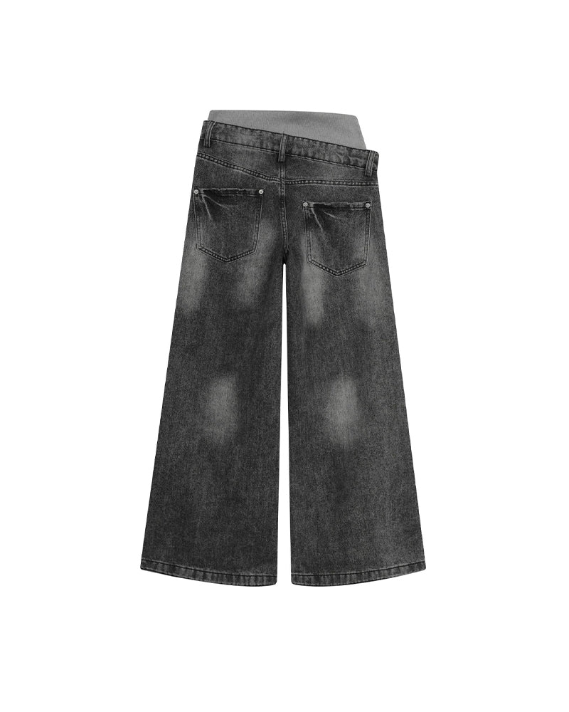 Dual-waistband panelled jeans