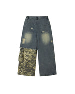 コントラストカラーパネルデニムパンツ