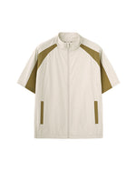 Stand collar colorblock short sleeve jacket