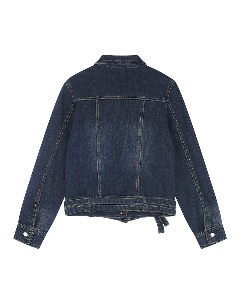Double-belt denim jacket