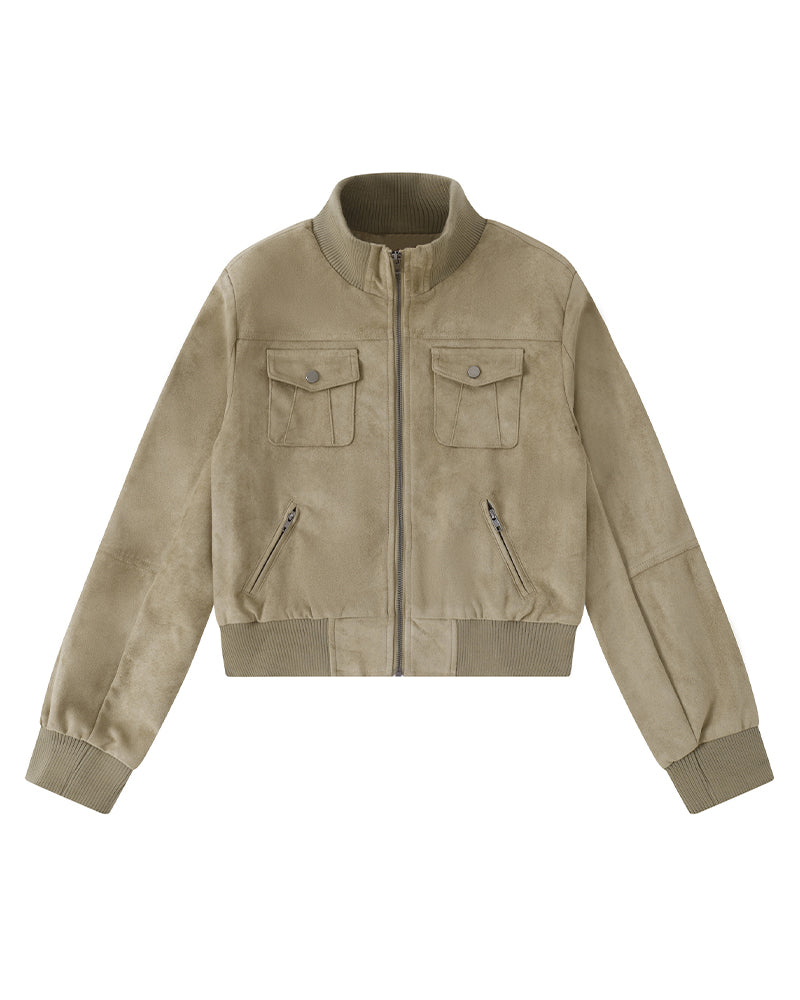 Stand-collar zip-up jacket