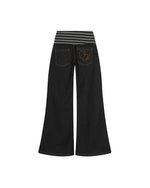 Paneled casual denim trousers