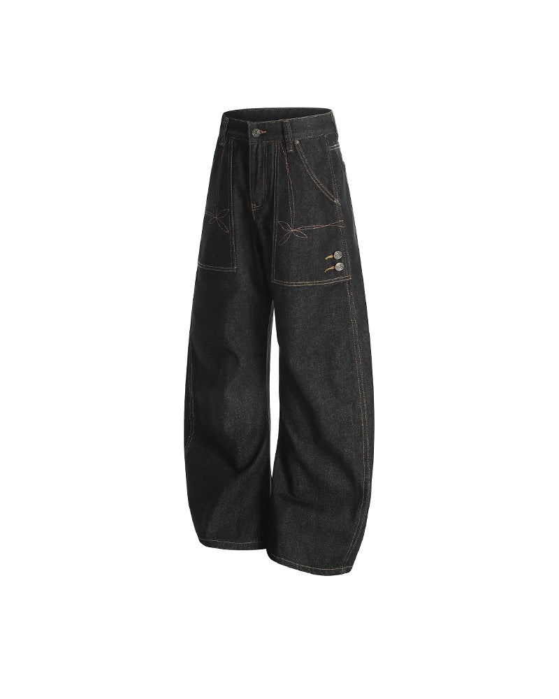 Embroidered loose-fit jeans
