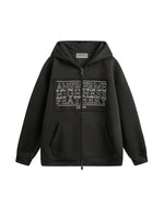 パッチワークフード付きスウェットシャツジャケット