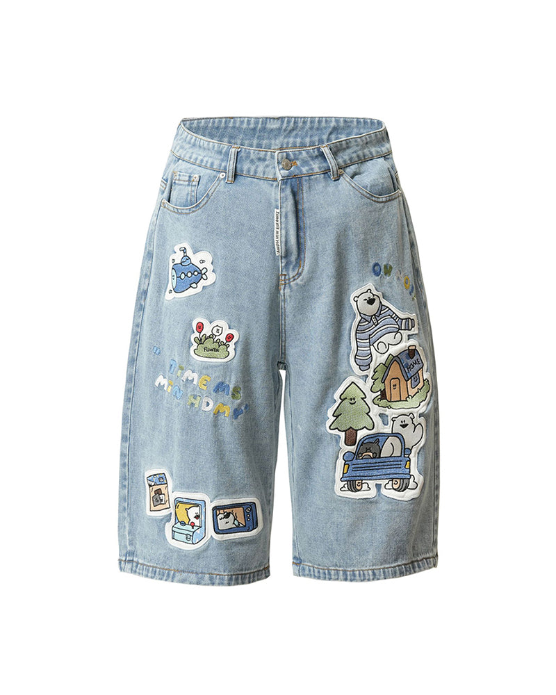 ヴィンテージバギーデニムショートパンツ