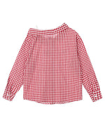 チェック柄のゆったりとした長袖シャツ