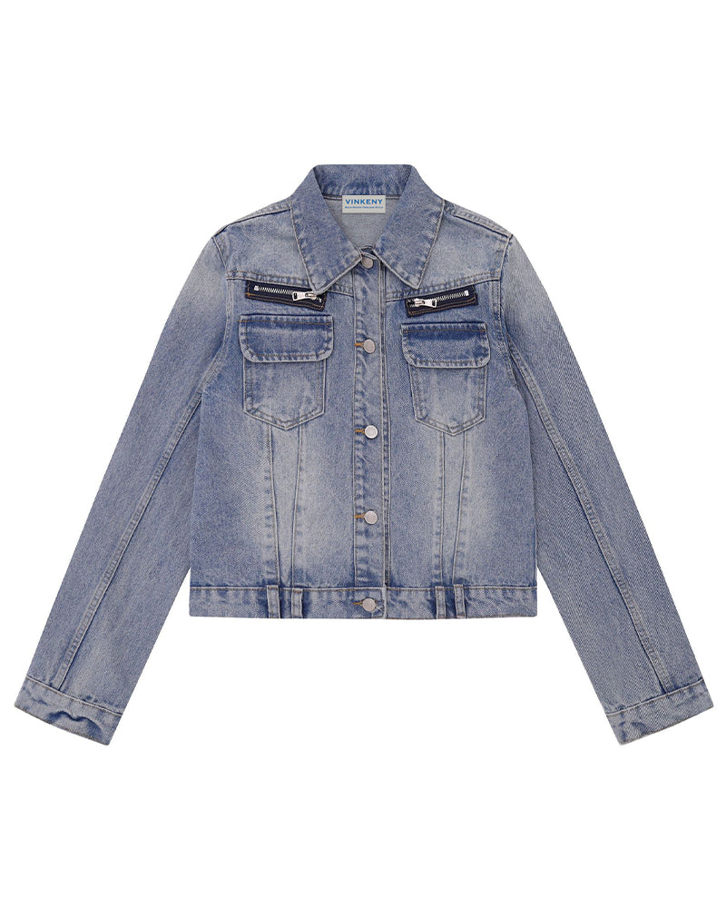 Multi-pocket denim jacket