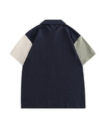 パッチワーク半袖ワークシャツ