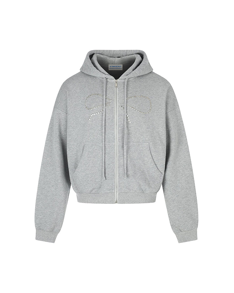 Rhinestone-embellished hooded jacket