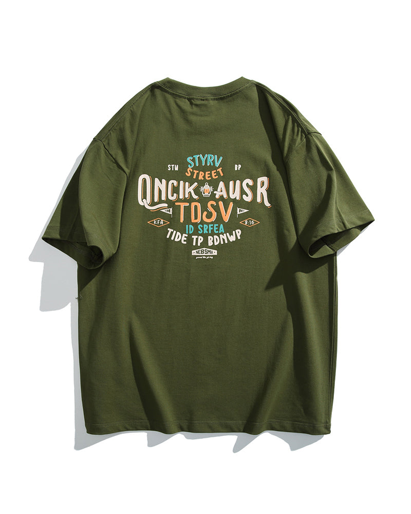 Retro letter couple short sleeves