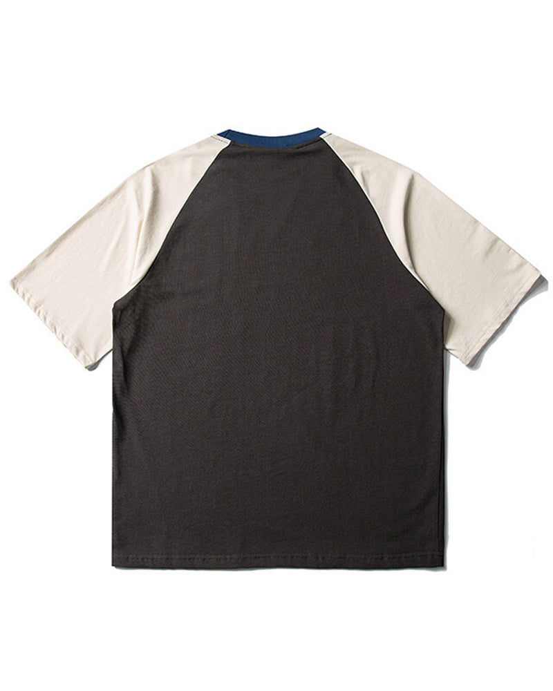 Retro colorblock short sleeves
