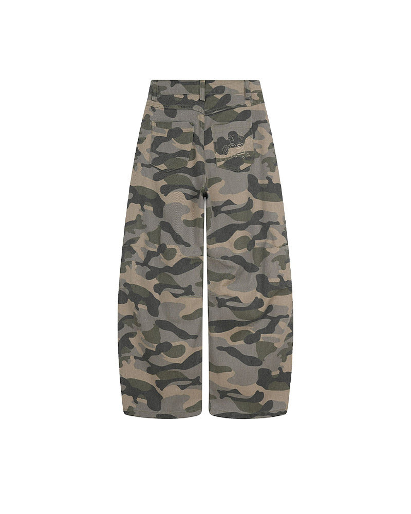 Camouflage wide-leg pants