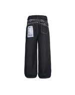 심플하게 워싱된 프린트 청바지