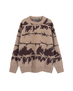 Contrast color crew neck knitted sweater