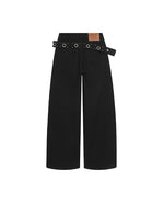 Vintage-style belted jeans