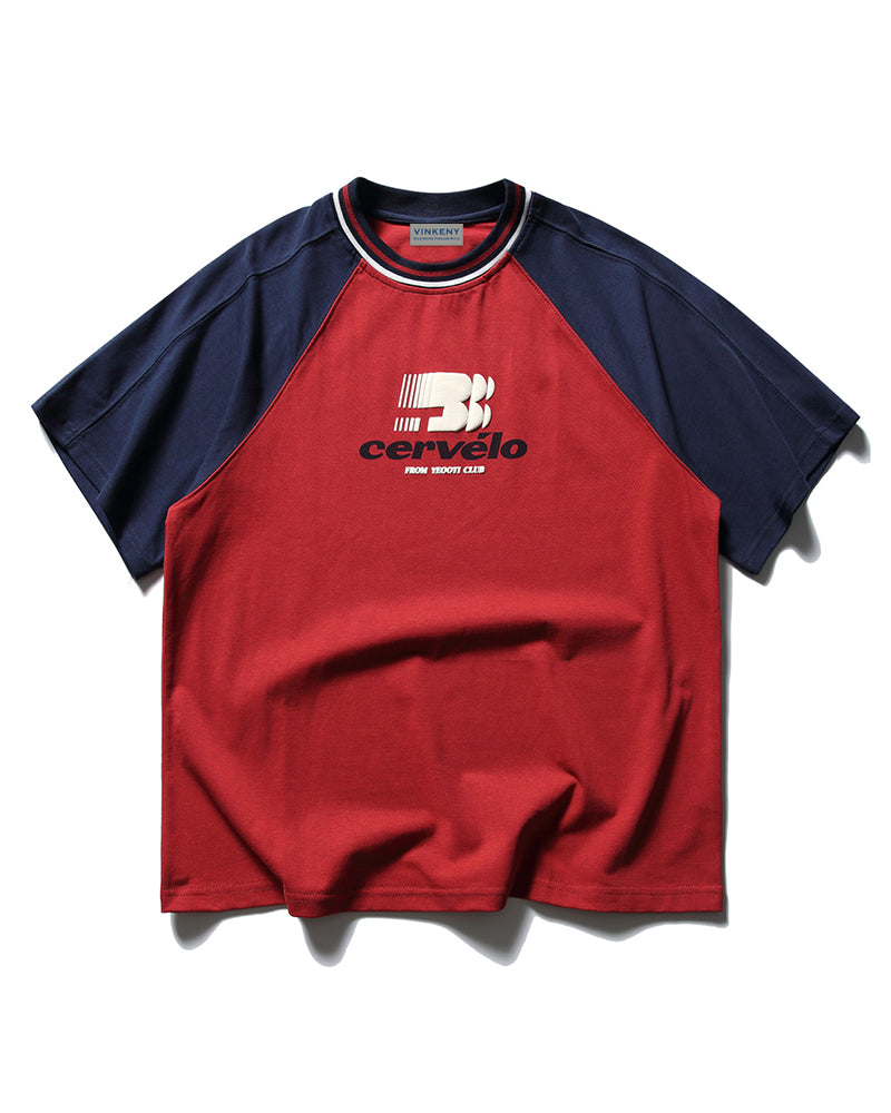 Colorblock letter print short sleeves