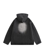 ヴィンテージプリントデニムフードジャケット