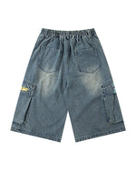 워시드 디스트레스드 크롭 데님 반바지