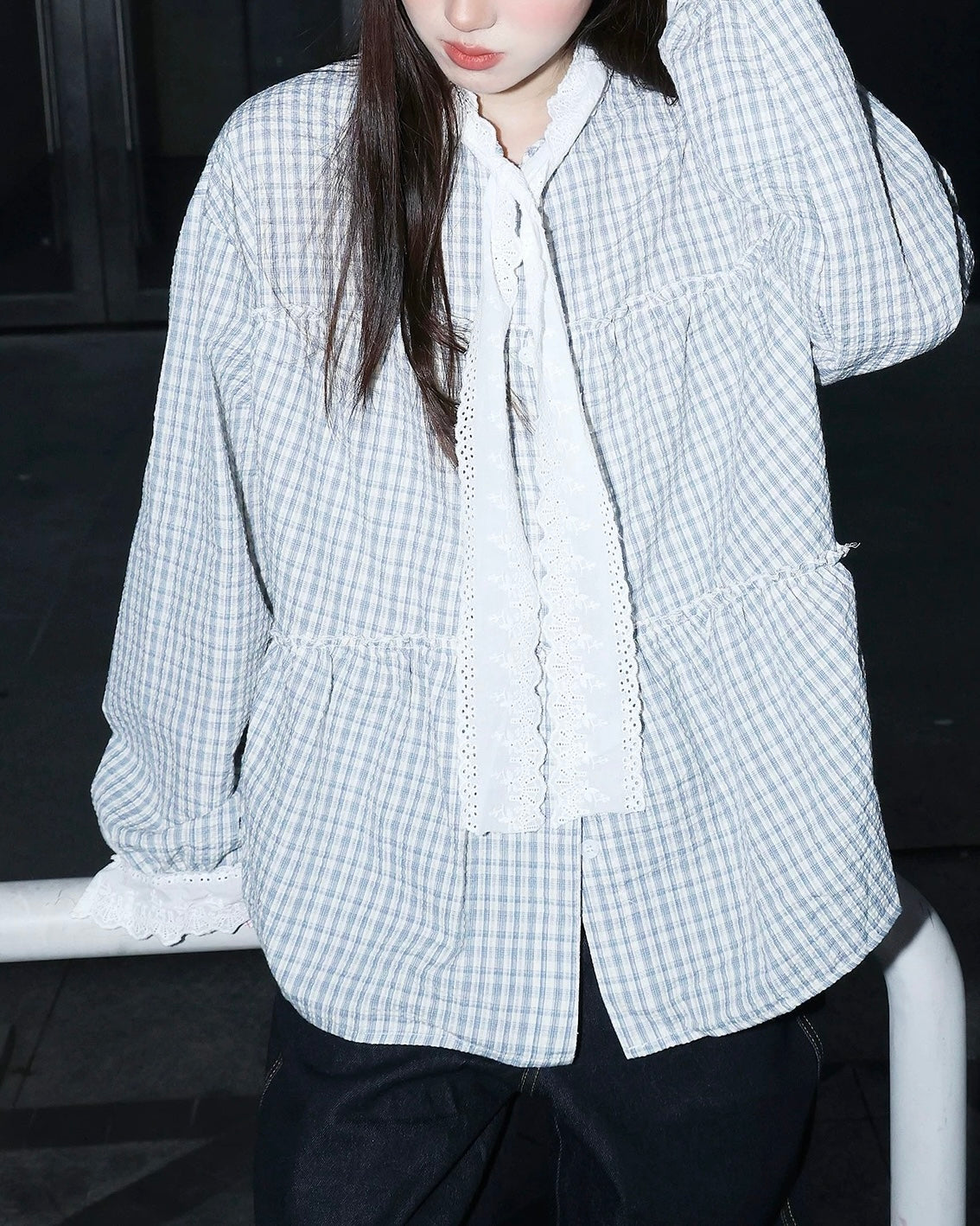 Simple loose long-sleeved shirt