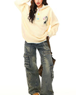 embroidered hooded sweater