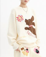 おもしろい子犬のクルーネックセーター