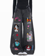 Cartoon washed straight jeans
