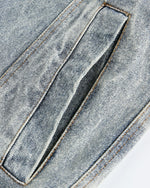 ウォッシュ加工のダメージデニムワークジャケット