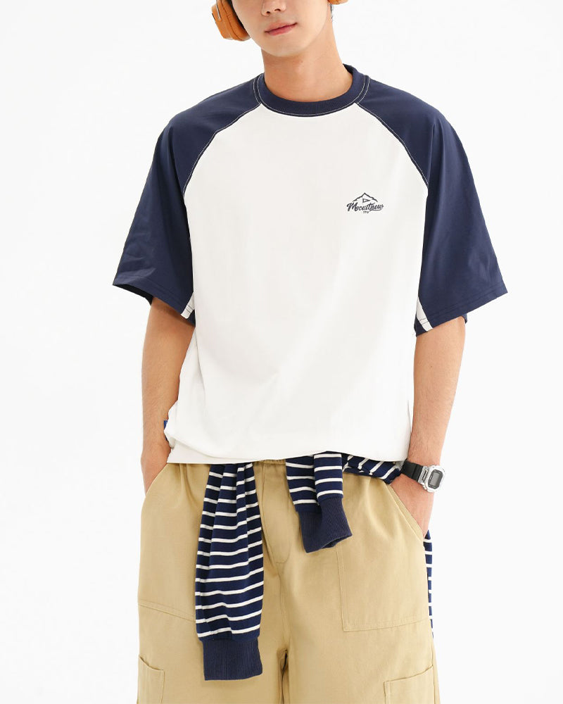Retro contrast print short sleeves