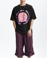 Retro tennis print short sleeves