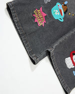 Cartoon washed straight jeans