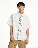 Casual Line-Art Dog Short-Sleeve Shirt