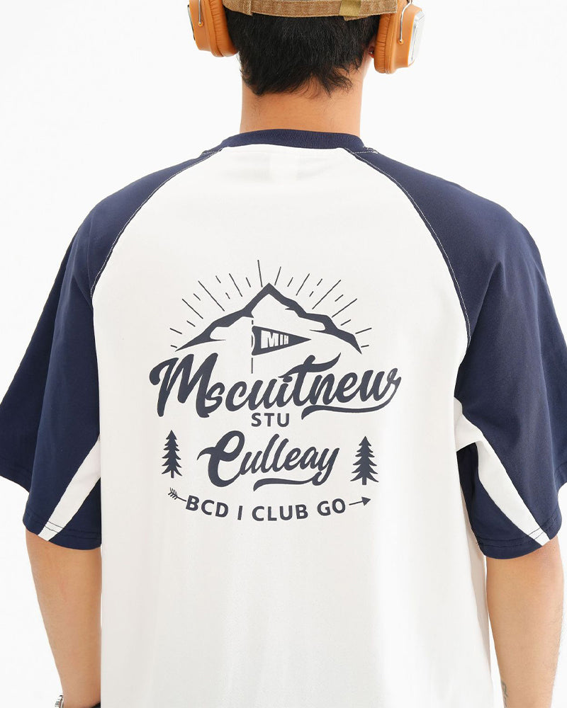 Retro contrast print short sleeves