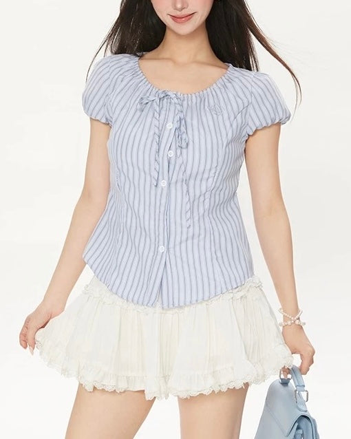 Striped short-sleeved shirt
