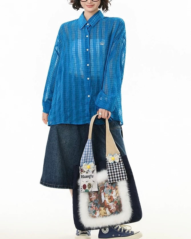 Simple loose check shirt