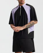 Small high collar contrast color short sleeves