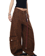 레오파드 프린트 캐주얼 바지