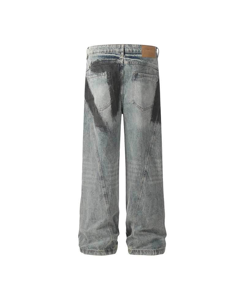 Paint-splatter wash jeans