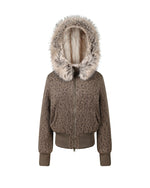 Leopard-print hooded jacket