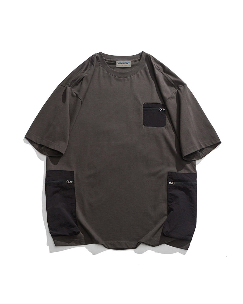 Spliced workwear short sleeves
