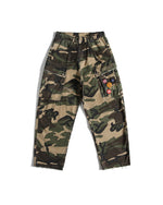 Washed ripped camouflage overalls