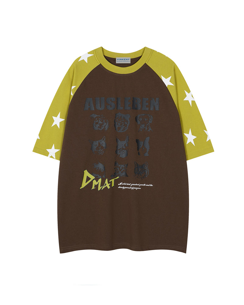 Contrast color puppy short sleeves