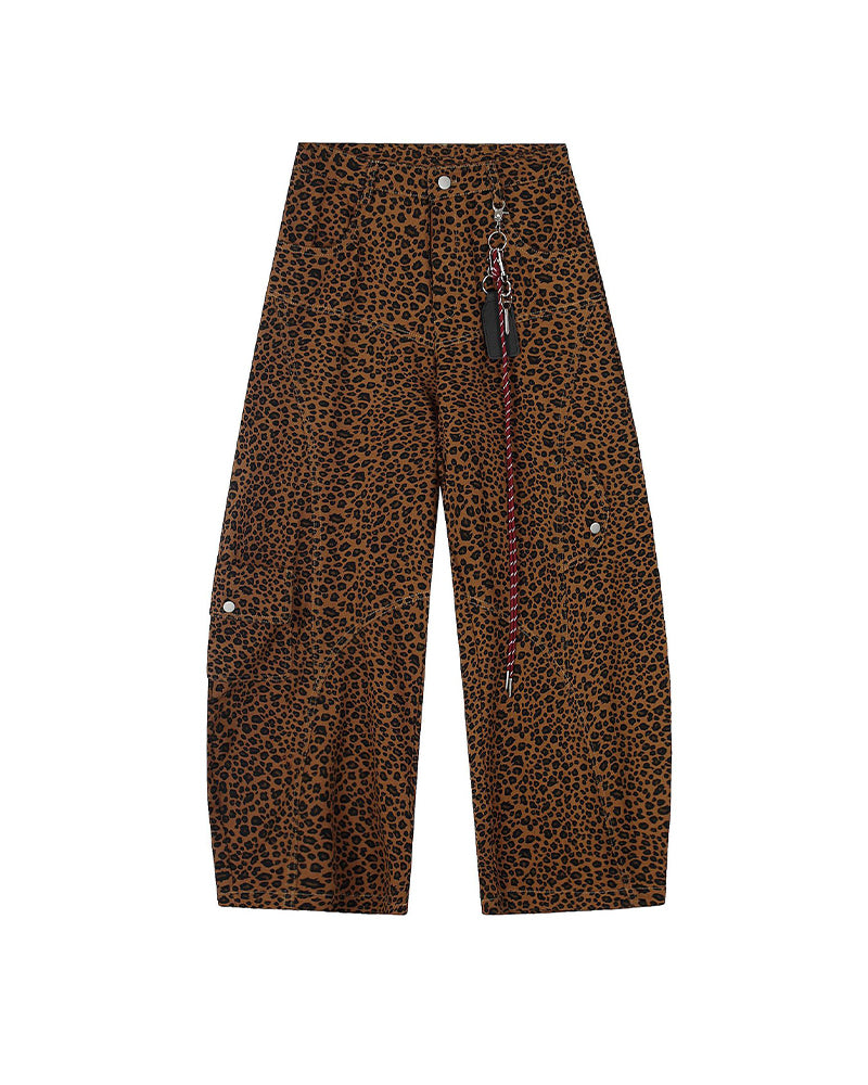Leopard print casual trousers