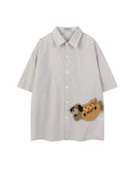 レトロな刺繍のカジュアル半袖