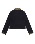 Leopard-print panel utility jacket