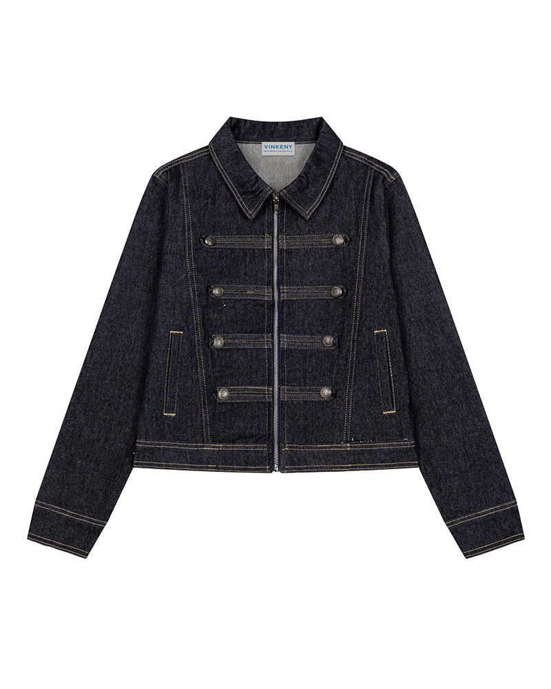 Distressed denim jacket
