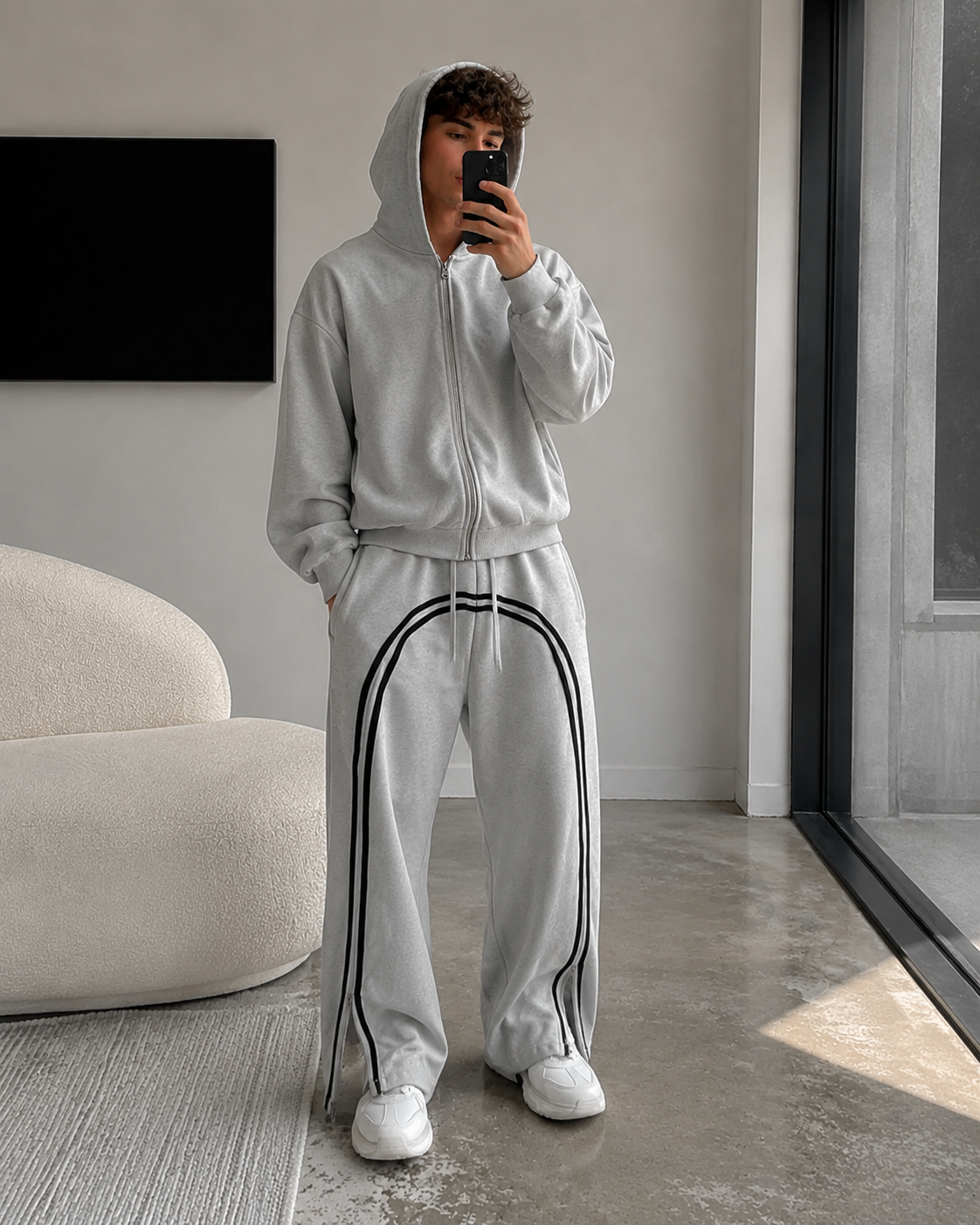 380G Batik-print zip-up trousers